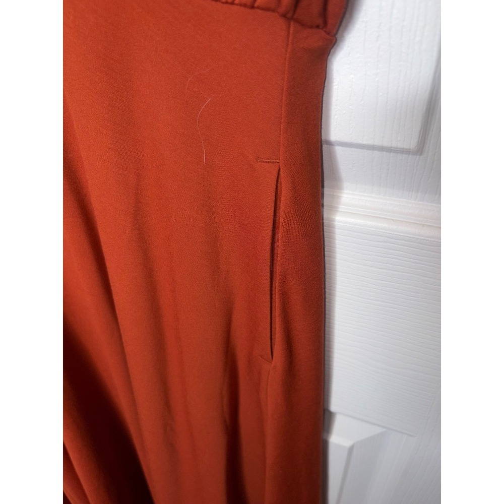 Banana Republic Midi Dress Rust Orange Cap Sleeve Cinched Waist Petite M - Picture 5 of 7